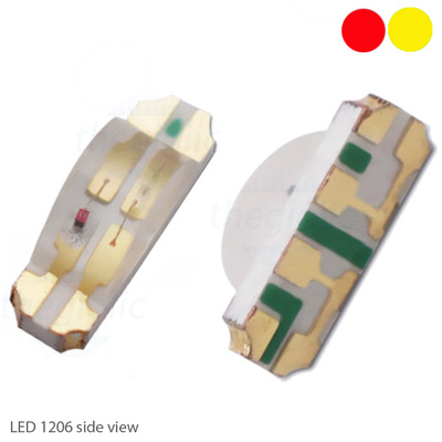 LED 2 Màu Đỏ, Vàng 1206 Dán SMD Trong Suốt Side View