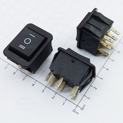 KCD4-203 Công Tắc Bập Bênh ON-OFF-ON Màu Đen 6 Chân 20A