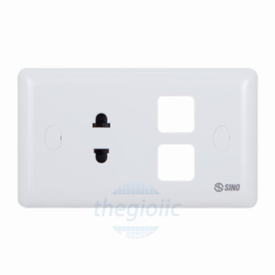 Ổ Cắm Đơn 2 Chấu 16A Với 2 Lỗ Sino S198XX