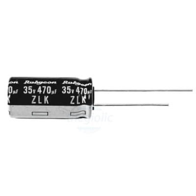 Tụ Hoá 470uF 35VDC 10x20mm Xuyên Lỗ Rubycon 35ZLK470M10X20
