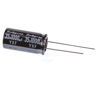 Tụ Hoá 1000uF 35VDC 12.5x25mm Xuyên Lỗ Rubycon 35YXF1000M12.5X25