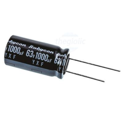 Tụ Hoá 1000uF 63VDC 16x31.5mm Xuyên Lỗ Rubycon 63YXF1000M16X31.5