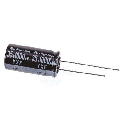 Tụ Hoá 1000uF 35VDC 10x20mm Xuyên Lỗ Rubycon 35PK1000MEFC10X20