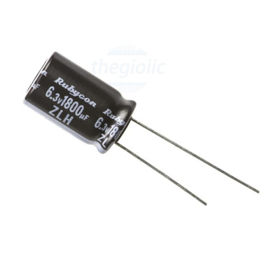 Tụ Hoá 1800uF 6.3VDC 10x16mm Xuyên Lỗ Rubycon 6.3ZLH1800MEFC10X16