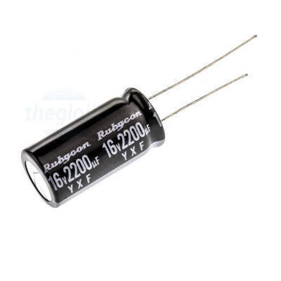 Tụ Hoá 2200uF 16VDC 12.5x25mm Xuyên Lỗ Rubycon 16YXF2200M12.5X25