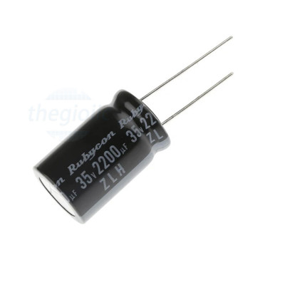 Tụ Hoá 2200uF 35VDC 16x25mm Xuyên Lỗ Rubycon 35ZLH2200MEFC16X25