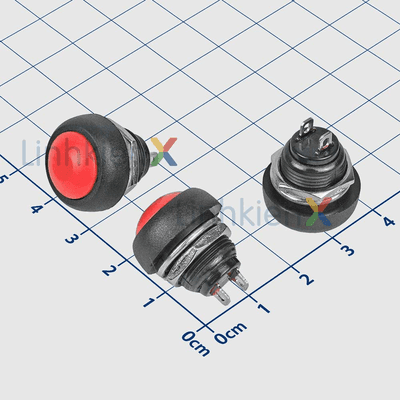 PBS-33B Nút Nhấn Nhả Chống Nước 12mm 2 Chân Màu Đỏ