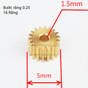 BR-16-025 Bánh Răng 16 Răng, Bước 0.25mm, Trục 1.5mm, Rãnh Dây Đai 3mm