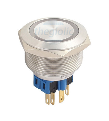 Nút Nhấn Nhả LED Vàng 30mm 12V Inox 304 6 Chân